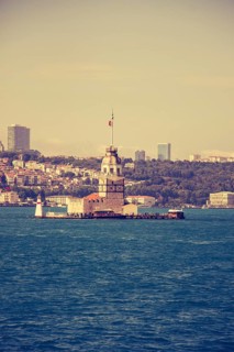Maidens Tower located in the middle of Bosporus