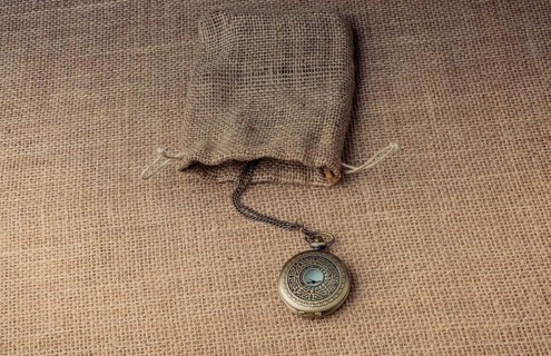 Mechanical pocket watch on a sack