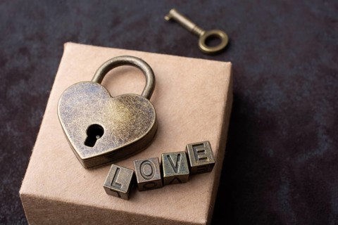 Love shaped padlock