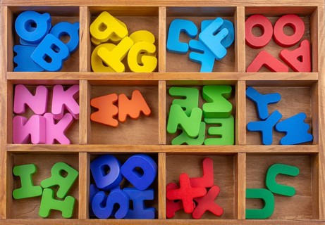 Colorful Letters of Alphabet made of wood