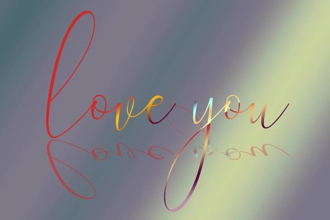 Love wording as symbol of love and care. Happy Valentines Day heart greeting