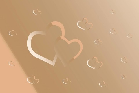 Two linked hearts. Connected red hearts with trendy background. Valentines