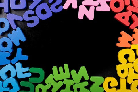 Colorful Letters of Alphabet made of wood