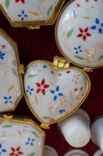 Colorful decorative objects in the shape of a heart