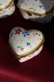 Colorful decorative objects in the shape of a heart