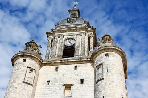 Medieval clock tower in La Rochelle