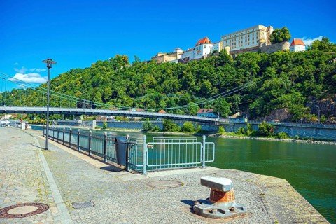 Prinzregent-Luitpold Bridge over the Danube and Veste Oberhaus in Passau