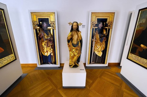 Painting and figure of Jesus in the museum of the monastery