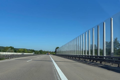 Modern noise barrier on the A6 motorway