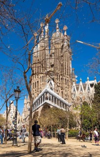 Visitors admire Sagrada Familia