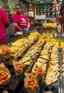 Food displayed at La Boqueria market