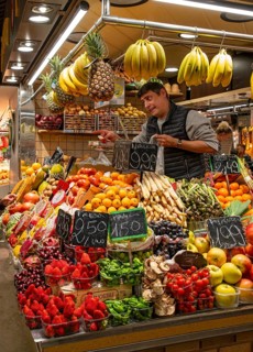 Fruits for sale at La Boqueria market