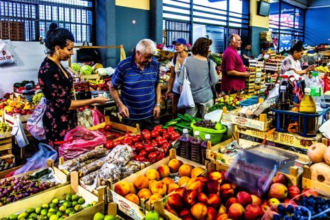 Colourful market in Budva