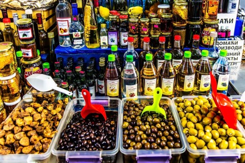 Colourful market in Budva