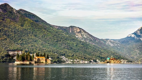 The former seafaring centre of Perast with the two beautiful offshore islands of Sveti Dorde