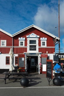 Fish shop and fish restaurant by the harbour