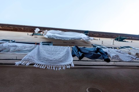 Laundry on a house facade