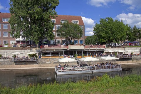 Restaurants at the Hohes Ufer along the Leine river in Hannover