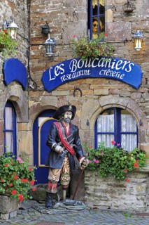 Pirate in front of restaurant at Le Conquet