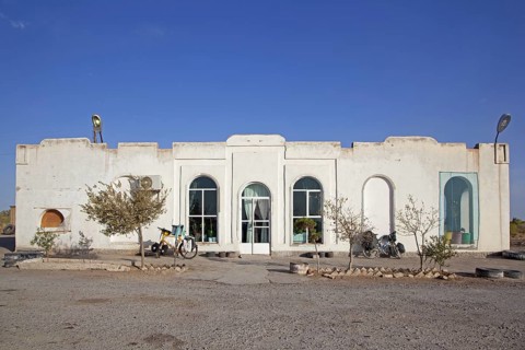 Road house in the Karakum desert on the way to Turkmenabad