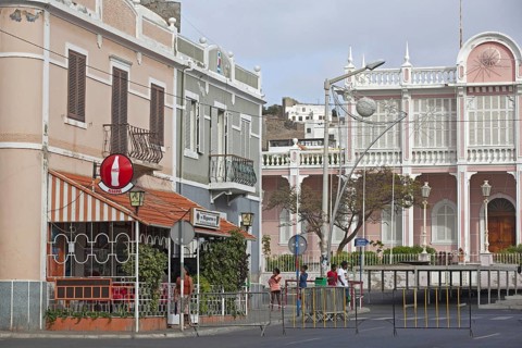 Colourful old colonial buildings and the Palacio do Governador