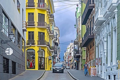 Shops and cafes in Old San Juan