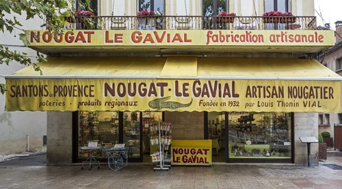 Candy store Nougat Le Gavial selling regional specialities at Montelimar