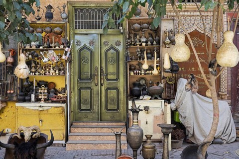 Antique for sale in antiques shop in the old city center of Kashgar