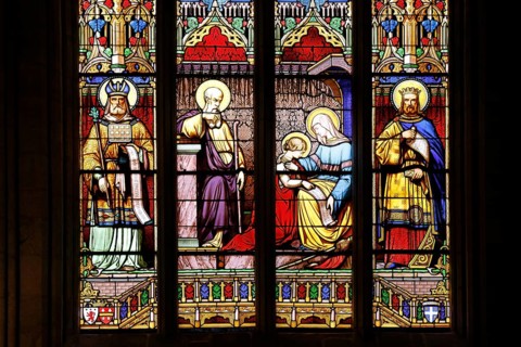 Colourful stained glass window