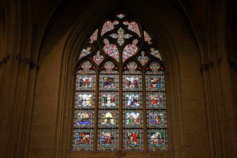 Colourful stained glass window