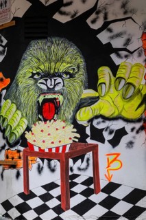 Graffiti on the walls of a house