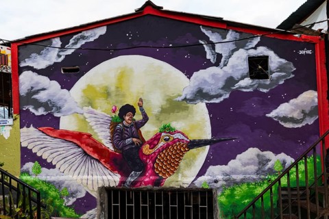 Graffiti on the walls of a house
