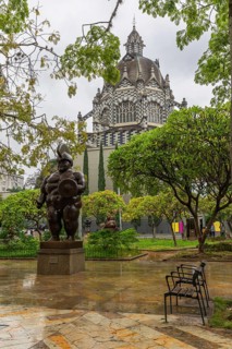 Botero sculpture in front of Palacio de la Cultura Rafael Uribe Uribe