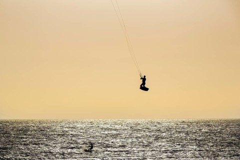 Kitesurfer jumping