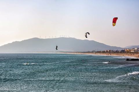 Kitesurfers enjoying the wind