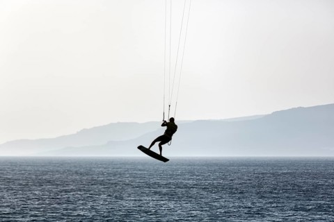 Kitesurfer jumping