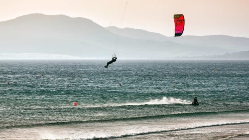Kitesurfer jumping