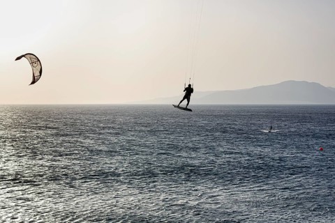 Kitesurfer jumping