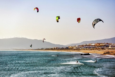 Kitesurfer enjoying the wind