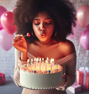 Young afro style curly black youngt woman alone