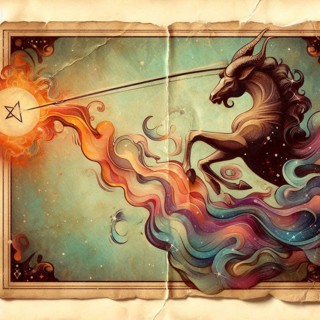 Sagittarius zodiac astra retro vintage carton card