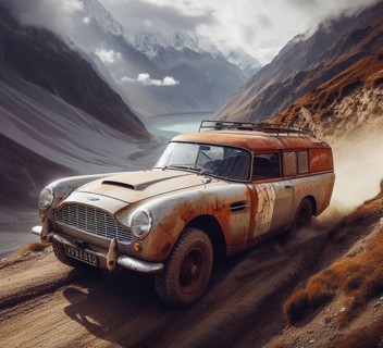 Rusty dirt offroad 4x4 lifted vintage custom camper conversion jeep overlanding in mountain roads