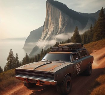 Rusty dirt offroad 4x4 lifted vintage custom camper conversion jeep overlanding in mountain roads