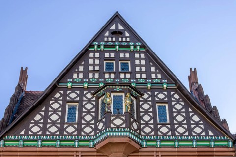 Luxurious gabled half-timbered houses in Kaiser-Joseph-Strasse