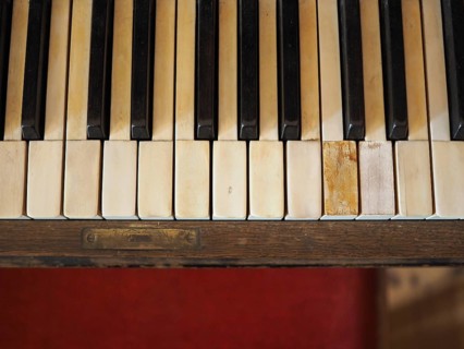 Detail of piano keyboard keys