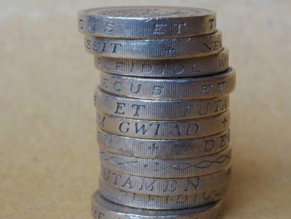 Pound coins pile