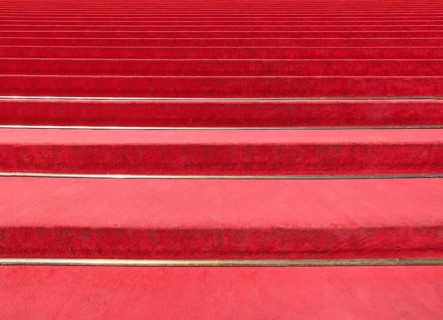 Red carpet on stairway