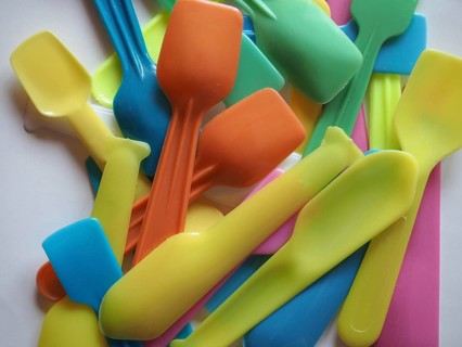 Disposable plastic spoons