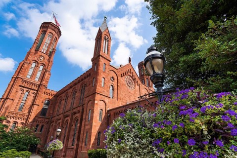 Smithsonian castle from 1918 on the Mall in Washington