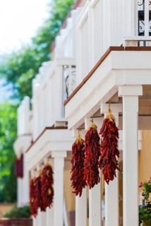 Chilli peppers on a house porch